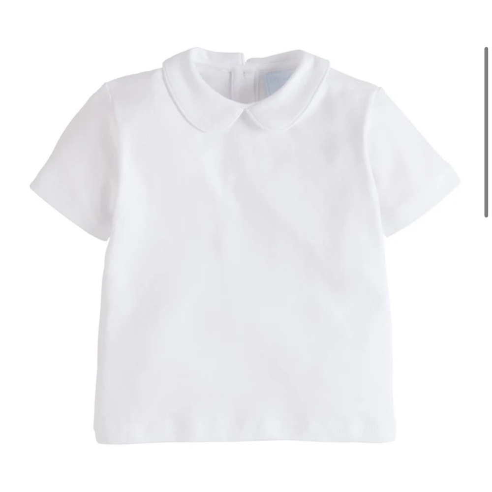 4T Little English Piped Peter Pan Short Sleeve Shirt - White